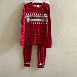 Hanna Andersson red 2 piece snowflake pajamas set 140 US10